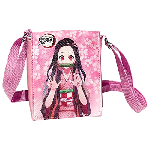 wopin Kamado Nezuko Messenger Bags,ZHULIA Demon Slayer Umhängetasche, Kids Geldbörse,Anime Umhängetasche,Geldbörse mit Verstellbarer Schultergurtlänge,für Erwachsene und Kinder Geburtstagsgeschenk von wopin