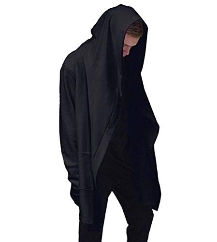 worclub Herren Kapuzenjacke Lange Strickjacke Black Gothic Punk Hoodies von worclub