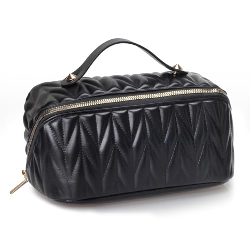 worien -Make-Up-Tasche Aus Leder, Große Kapazität, Kulturbeutel-Organizer für Damen mit Wasserdichter Innentasche, Langlebig, Einfach zu Installieren, Einfach zu Verwenden, Schwarz worien -Make-Up-Tasche Aus Leder, Große Kapazität, Kulturbeutel-Organizer für Damen mit Wasserdichter Innentasche, Langlebig, Einfach zu Installieren, Einfach zu Verwenden, Schwarz von worien