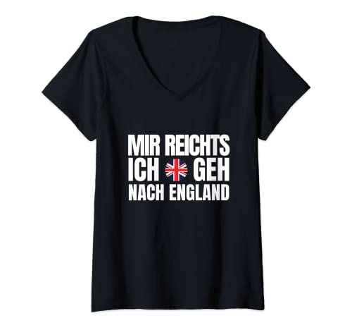 Damen Mir Reicht es! - Ich Geh Nach England - britische Flagge T-Shirt mit V-Ausschnitt von work and travel Urlaub Reise Designs