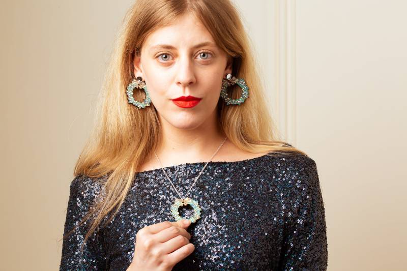 Blaue Weihnachten Kranz Ohrringe/Halskette von workingclasp