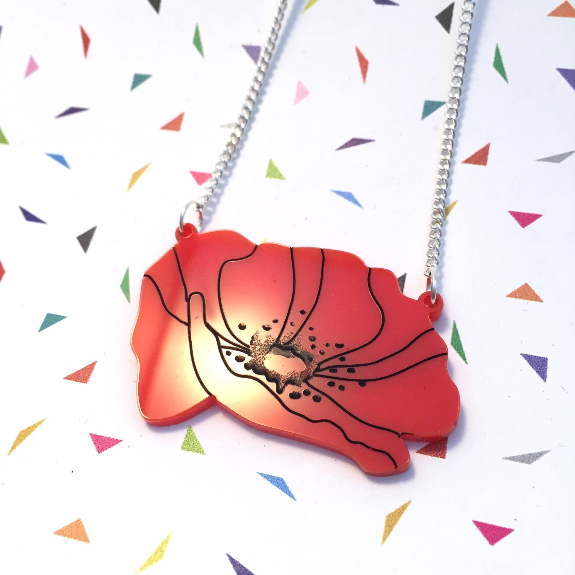 Roter Mohn Erinnerung Halskette von workingclasp