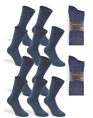 world wide sox | 10 Paar jeansfarbene Premium Socken aus Baumwolle | 35-38 von world wide sox