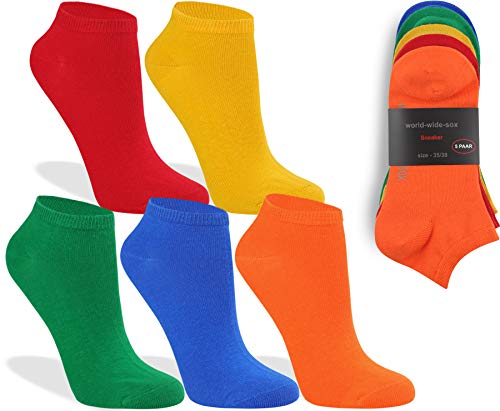 world wide sox | 5 Paar bunte Premium Sneaker Socken aus Baumwolle | 35-38 von world wide sox