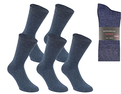 world wide sox | 5 Paar jeansfarbene Premium Socken aus Baumwolle | 39-42 von world wide sox