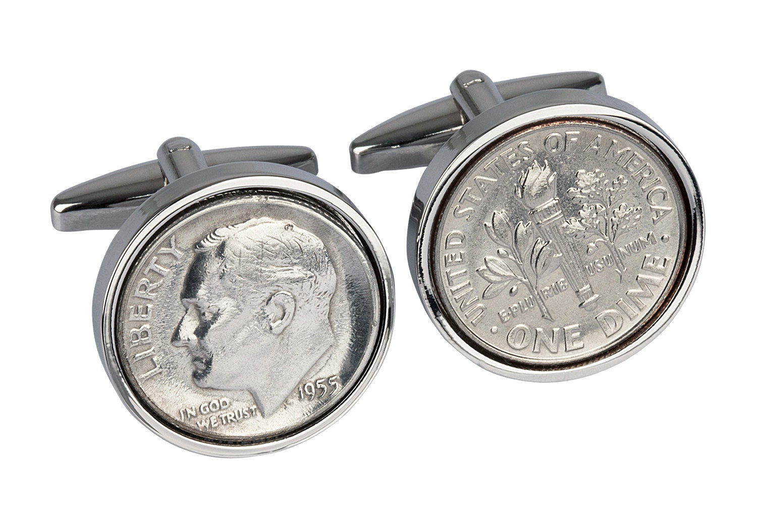 1955 Geburtstagsgeschenk. Echte Münze - 90% Silber Sehr Seltene Manschettenknöpfe Für Männer 3 Tage Lieferoption Präsentationsbox Inklusive von worldcoincufflinks