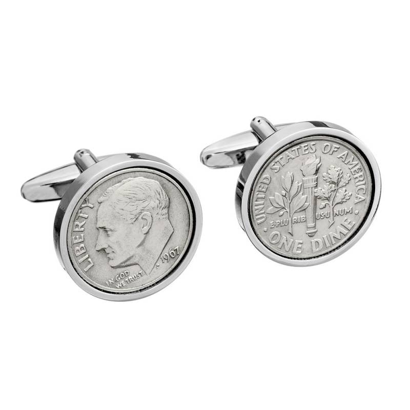 1967 American Dime Manschettenknöpfe - Perfektes Geschenk Für Männer Geburtstag Vater Echte Handgemachte Münz von worldcoincufflinks