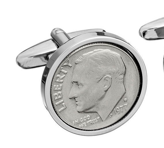 1977 Manschettenknöpfe Mit Us Münze Handgefertigtes Geschenk Zum Geburtstag von worldcoincufflinks