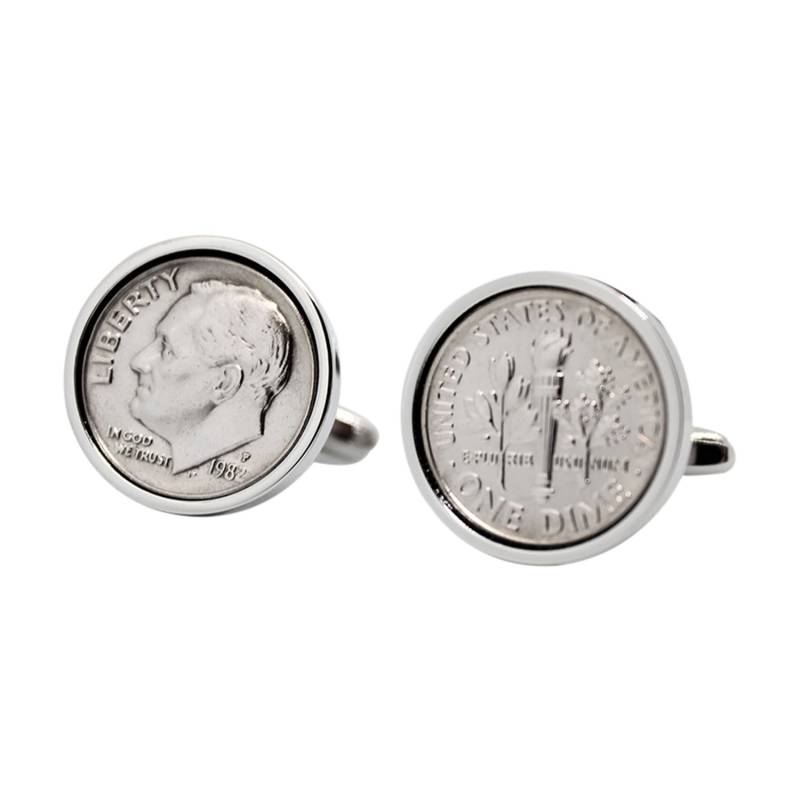 1982 Manschettenknöpfe Mit Münze Upcycled Dime, Geschenk Zum Geburtstag von worldcoincufflinks
