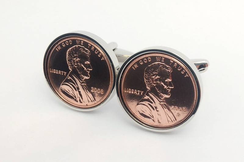 2008 Us Kupfer Penny Münze Manschettenknöpfe -2008 Hochzeitstag Geschenk Für Männer Ehemann Handgemachte von worldcoincufflinks