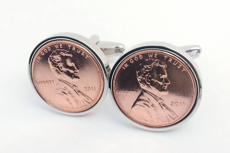 2012 Us Kupfer Penny Münze Manschettenknöpfe - Jahrestag Geschenk Für Männer Hochzeitstag Mann Handgemachte von worldcoincufflinks