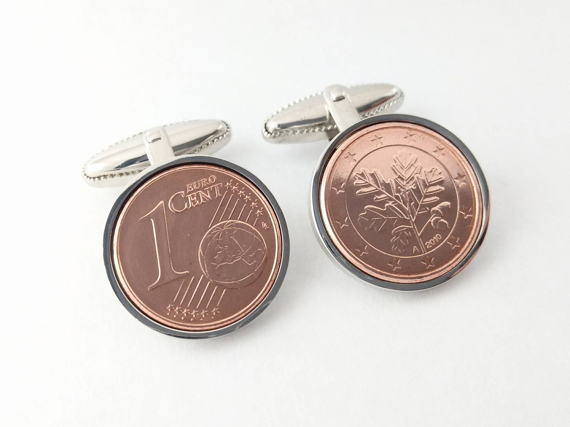 Kupfer Cent Manschettenknöpfe - Geschenk Für Männer Hochzeitstag Mann Geburtstag Papa Handgemachte Euro Münze von worldcoincufflinks