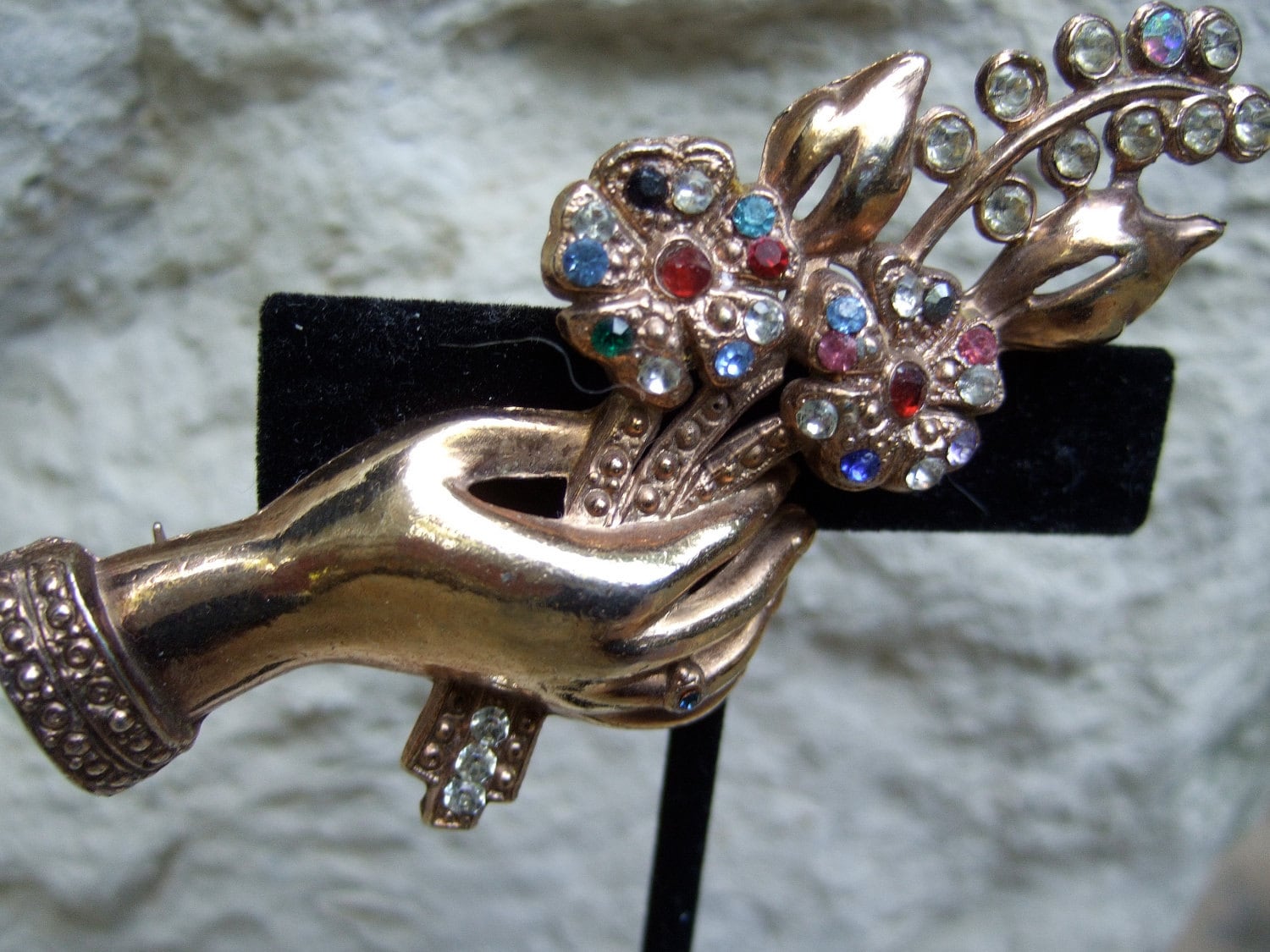 1950Er Jahre Jeweled Vergoldet Hand Brosche 1950Er Jahre Jeweled Vergoldet Hand Brosche von worldmarketproductio