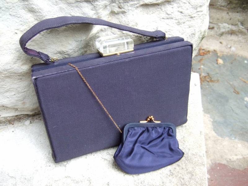 1950Er Jahre Lucite Verschluss Mitternachtsblau Stoff Handtasche 1950Er Jahre Lucite Verschluss Mitternachtsblau Stoff Handtasche von worldmarketproductio