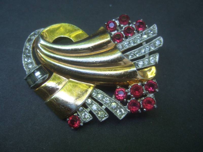 40Er Jahre Opulente Art Deco Kristall Brosche 40Er Jahre Opulente Art Deco Kristall Brosche von worldmarketproductio