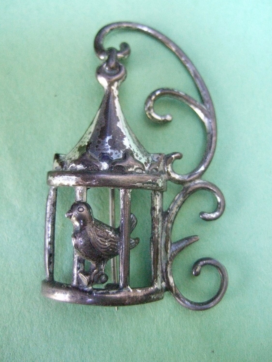 sterling Whimsical Bird Cage Brosche C 1950 sterling Whimsical Bird Cage Brosche C 1950 von worldmarketproductio