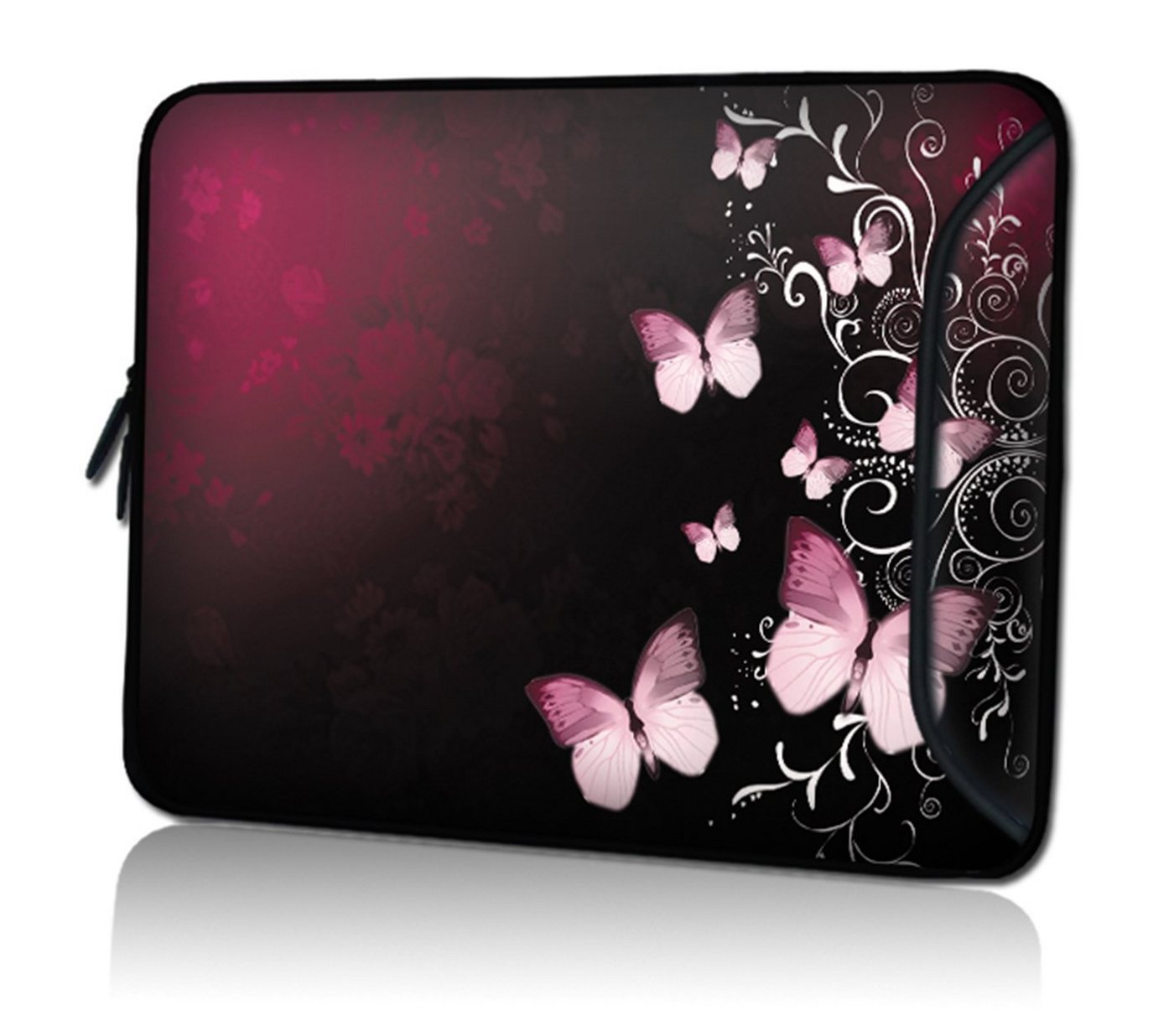 wortek Laptoptasche für Laptops bis 15,4, Butterfly Schwarz Rot, Wasserabweisend, mit Zusatzfach" von wortek