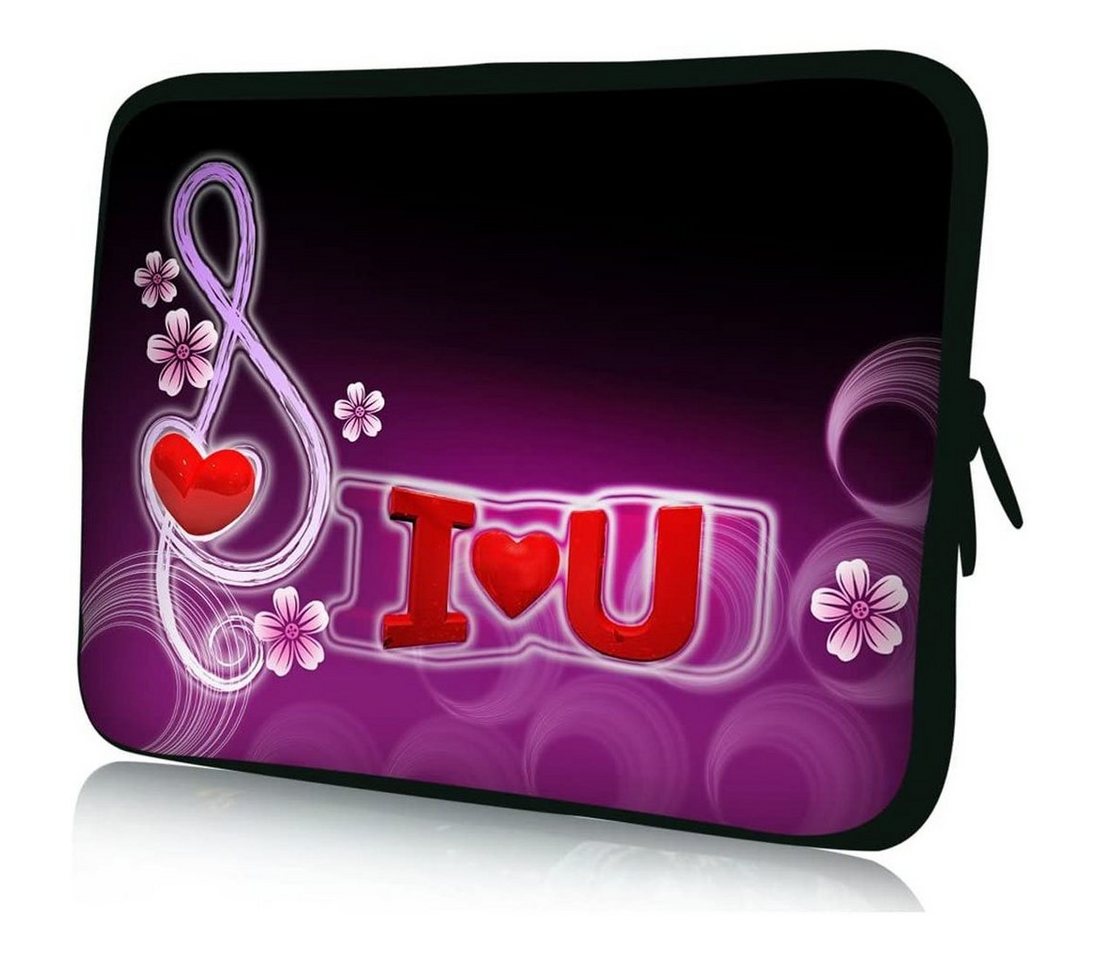 wortek Laptoptasche für Laptops bis 15,4, I Love U Lila Rot, Wasserabweisend" von wortek