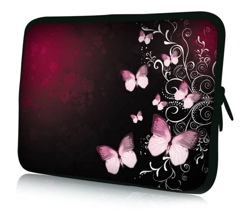 wortek Laptoptasche für Laptops bis 15,4", Schmetterling Rot, Wasserabweisend von wortek