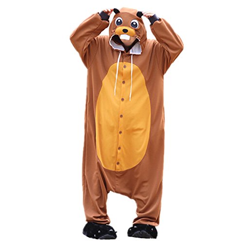 wotogold Damen Tier Cosplay Beaver Pyjamas Large Braun von wotogold