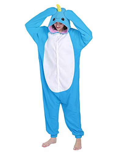 wotogold Damen Tier Narwhal Pyjamas Cosplay Kostüme Medium Blau von wotogold