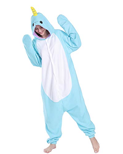 wotogold Damen Tier Narwhal Pyjamas Cosplay Kostüme Small Hellblau von wotogold