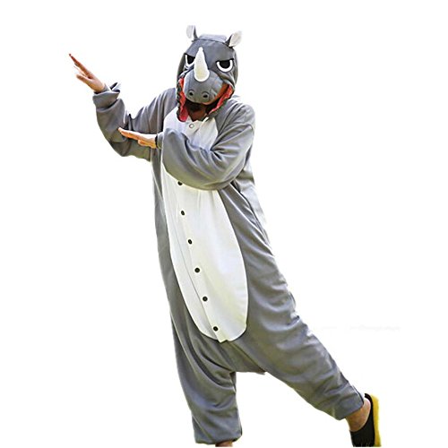 wotogold Men's 1 Tier 1 Rhinoceros Pyjamas Cosplay Kostüme 1 X-Large Grau von wotogold