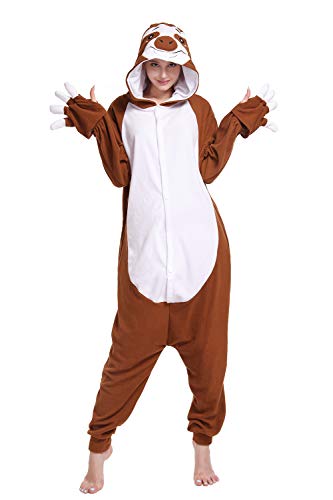 wotogold Tier Faultier Pyjamas Sloth Unisex Erwachsene Cosplay Kostüme mit Augenbraue Braun L von wotogold