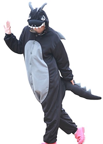 wotogold Herren Tier Drachen Pyjamas Cosplay Kostüme mit Horn Large Schwarz von wotogold