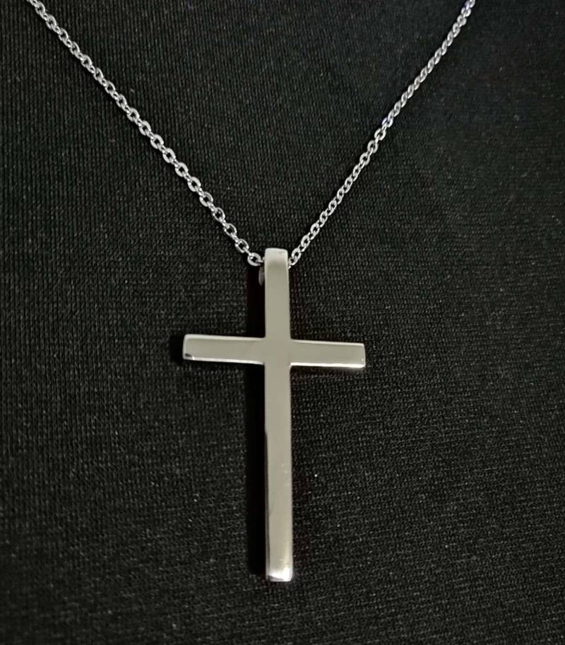 Edelstahl-Kreuz-Halskette Religiöser Silberfarbener Anhänger von wowhuateshow
