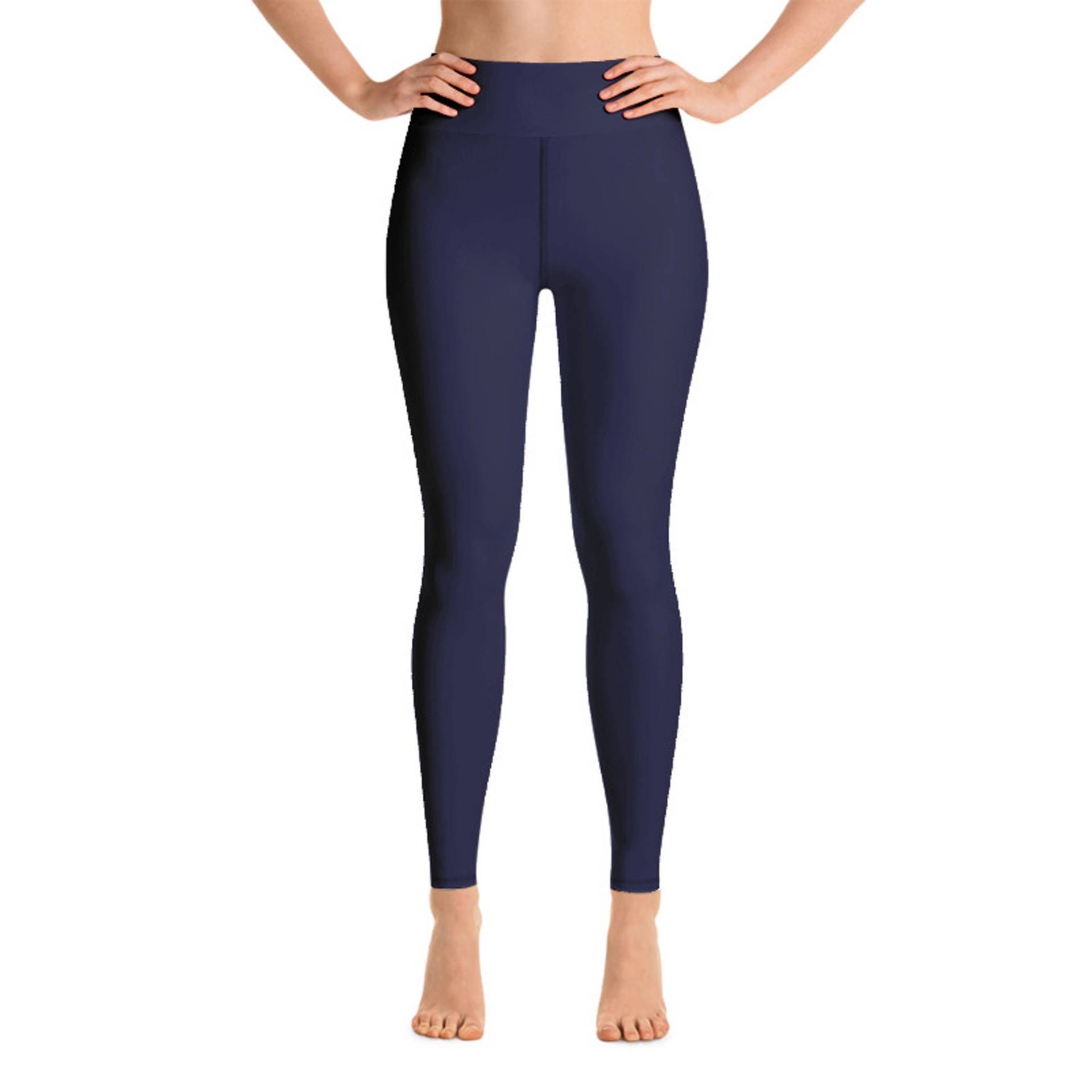 Plain Navy Blue Yoga Leggings von wowsee