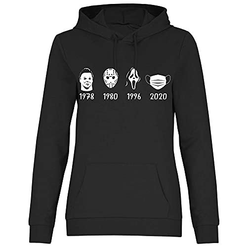 wowshirt Damen Hoodie A History of Horror Mask Halloween Film Jason Serienmörder, Größe:XL, Farbe:Black von wowshirt