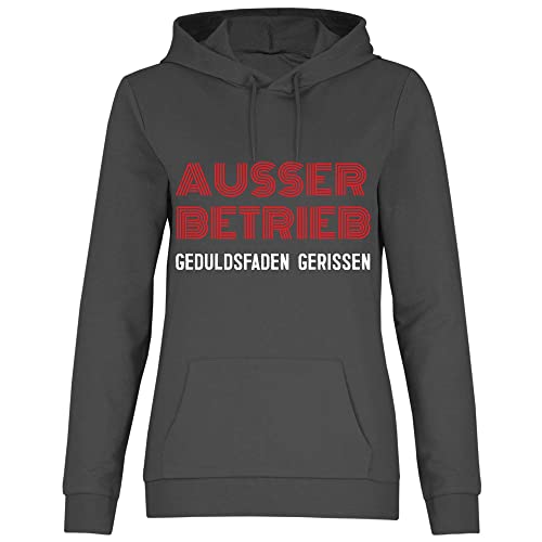 wowshirt Damen Hoodie Außer Betrieb Geduldsfaden Gerissen Arbeits-Kollegen Kollegin, Größe:XL, Farbe:Light Graphite von wowshirt
