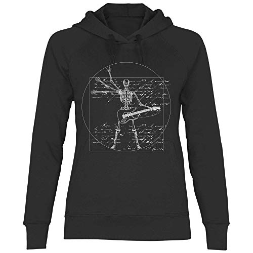 wowshirt Damen Hoodie Da Vinci Rock Musik Festival Skelett Gitarre, Größe:L, Farbe:Black von wowshirt