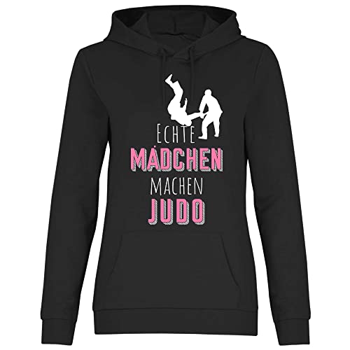 wowshirt Damen Hoodie Echte Mädchen Machen Judo Judoka Sportlerin, Größe:S, Farbe:Black von wowshirt