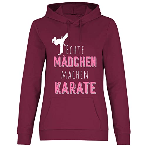 wowshirt Damen Hoodie Echte Mädchen Machen Karate Karateka Sportlerin, Größe:M, Farbe:Burgundy von wowshirt