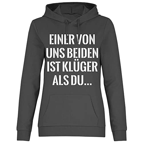 wowshirt Damen Hoodie Einer Von Uns Beiden Ist Klüger Als Du Statement Witziger Spruch, Größe:3XL, Farbe:Light Graphite von wowshirt