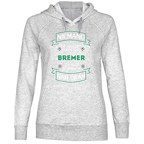 wowshirt Damen Hoodie Fußball Trikot Bremer Bremen, Größe:M, Farbe:Heather Grey von wowshirt