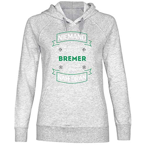 wowshirt Damen Hoodie Fußball Trikot Bremer Bremen, Größe:XL, Farbe:Heather Grey von wowshirt