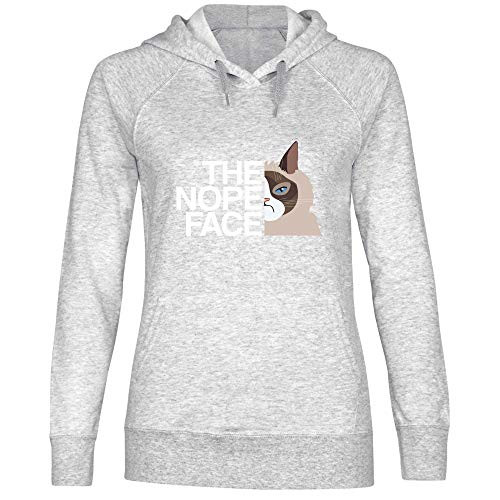 wowshirt Damen Hoodie Geschenk für Katzenliebhaber The Nope Face Faul Katzen-Motiv, Größe:L, Farbe:Heather Grey von wowshirt