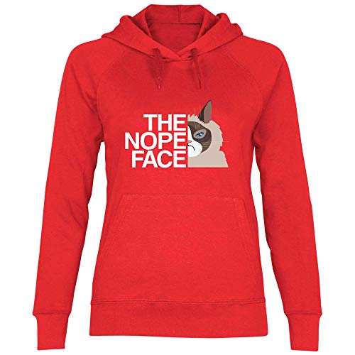 wowshirt Damen Hoodie Geschenk für Katzenliebhaber The Nope Face Faul Katzen-Motiv, Größe:XL, Farbe:Red von wowshirt