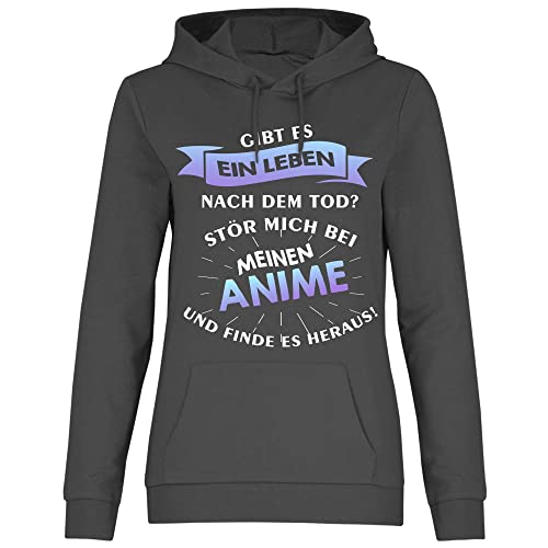 wowshirt Damen Hoodie Gibt es EIN Leben nach dem Tod Anime Yandere Manga Otaku, Größe:L, Farbe:Light Graphite von wowshirt