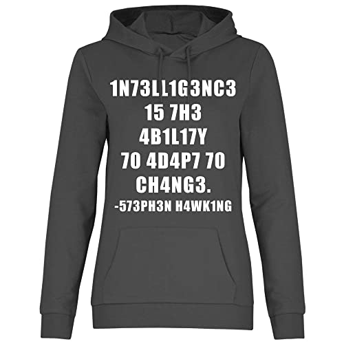 wowshirt Damen Hoodie Hawking Fähigkeitstest Ingenieur für Mathe-Lehrer Wissenschaftler IQ Genie Geek, Größe:L, Farbe:Light Graphite von wowshirt
