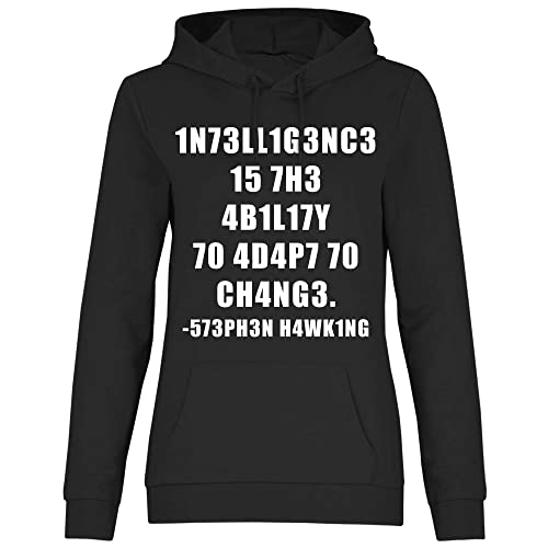 wowshirt Damen Hoodie Hawking Fähigkeitstest Ingenieur für Mathe-Lehrer Wissenschaftler IQ Genie Geek, Größe:S, Farbe:Black von wowshirt
