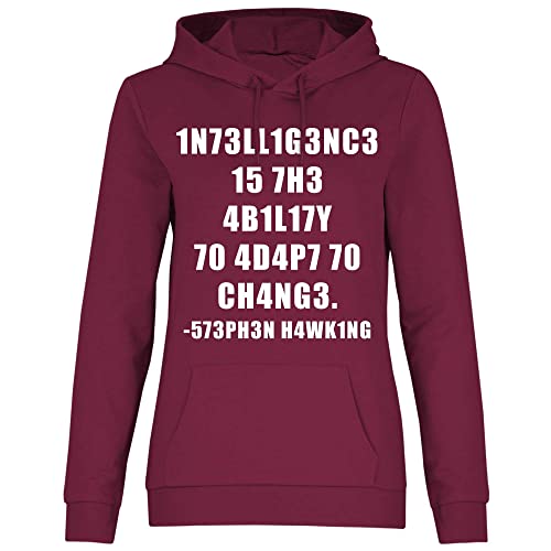 wowshirt Damen Hoodie Hawking Fähigkeitstest Ingenieur für Mathe-Lehrer Wissenschaftler IQ Genie Geek, Größe:S, Farbe:Burgundy von wowshirt