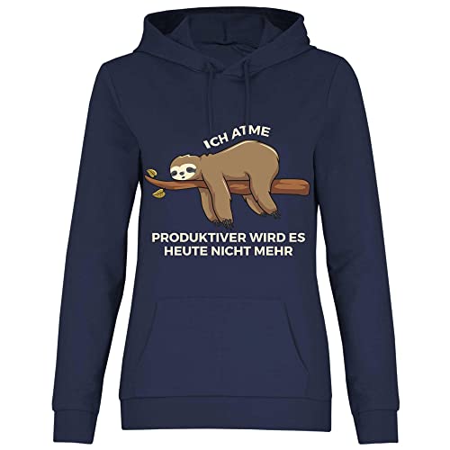 wowshirt Damen Hoodie Ich Atme Produktiver Wird Es Heute Nicht Mehr Arbeitskollegen Job, Größe:M, Farbe:Deep Navy von wowshirt