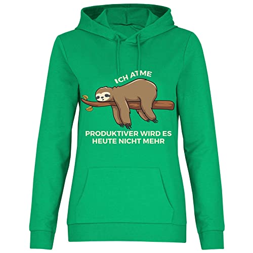 wowshirt Damen Hoodie Ich Atme Produktiver Wird Es Heute Nicht Mehr Arbeitskollegen Job, Größe:S, Farbe:Kelly Green von wowshirt