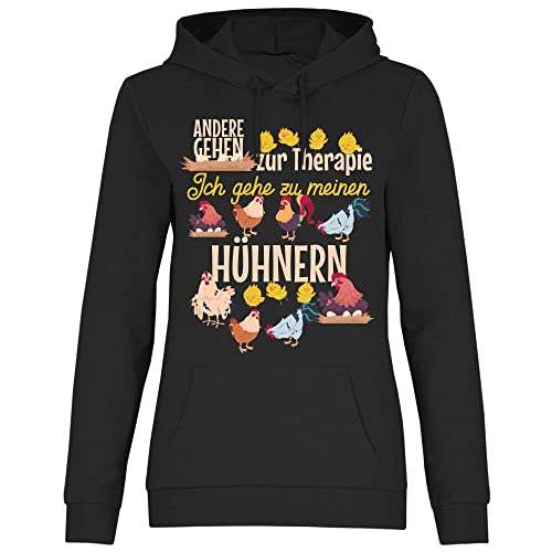 wowshirt Damen Hoodie Ich Gehe zu Meinen Hühnern Bauer Bauernhof Hühnerhalter Landwirt, Größe:M, Farbe:Black von wowshirt