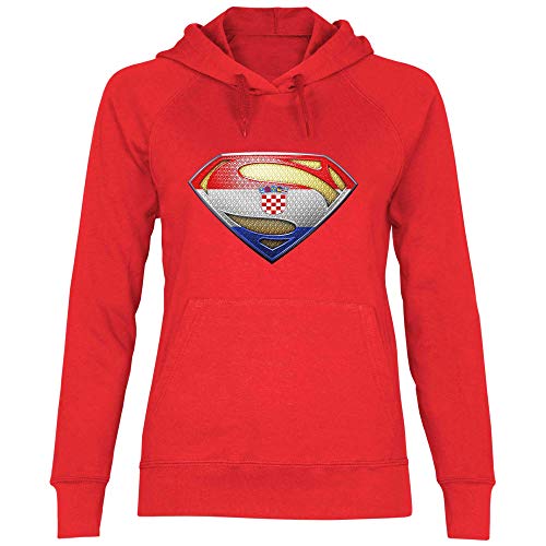 wowshirt Damen Hoodie Kroatien Kroatisch Flagge Fahne Wappen, Größe:L, Farbe:Red von wowshirt