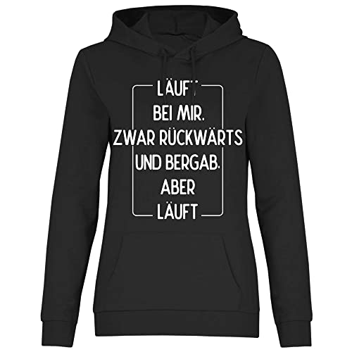 wowshirt Damen Hoodie Läuft bei Mir Optimist Lustig Spruch, Größe:L, Farbe:Black von wowshirt